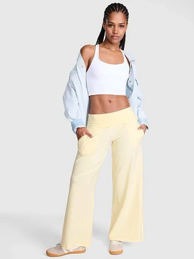 Pink All-day Cotton™ Foldover Wide-leg Pants In Yellow