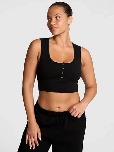 Pink All-day Cotton™ Henley Scoop Bra In Black