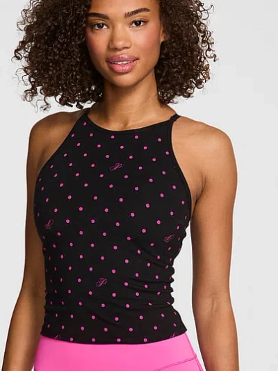 Pink All-day Cotton™ High-neck Tank In Black