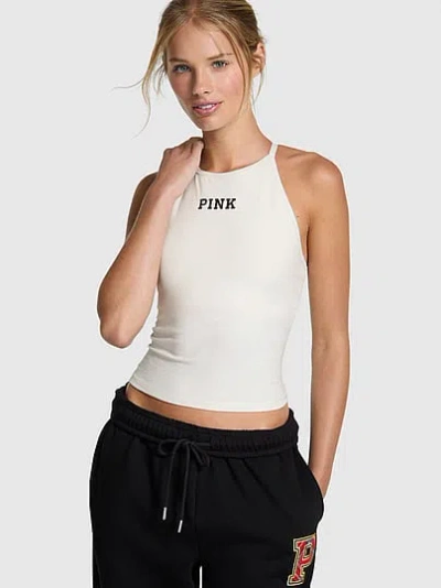 Pink All-day Cotton™ High-neck Tank In White