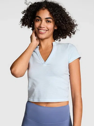 Pink All-day Cotton™ Plunge Cropped Top In Blue