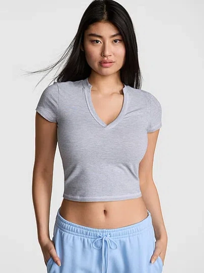 Pink All-day Cotton™ Plunge Cropped Top In Gray
