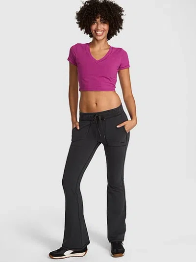 Pink All-day Cotton™ Pocket Flare Leggings In Black