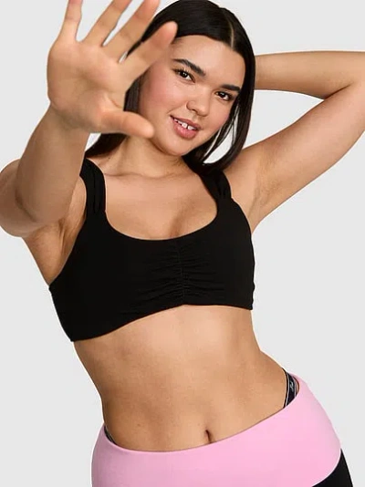 Pink All-day Cotton™ Ruched Bra In Black