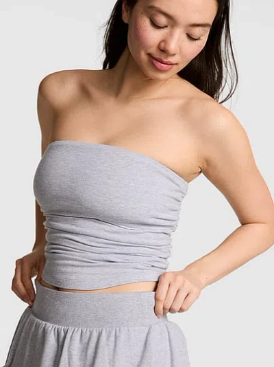 Pink All-day Cotton™ Side-ruched Tube Top In Gray