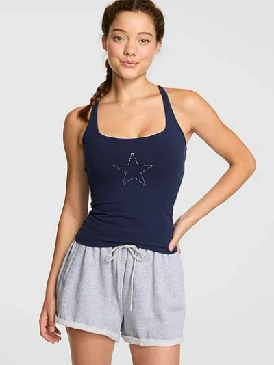 Pink All-day Cotton™ Square-neck Bra Tank In Blue