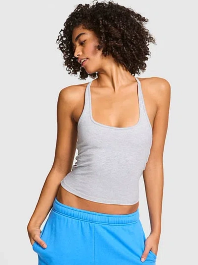 Pink All-day Cotton™ Square-neck Bra Tank In Gray