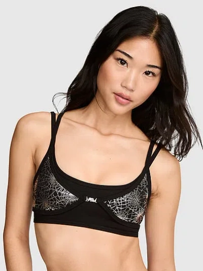 Pink All-day Cotton™ Double Up Scoop Bra In Black