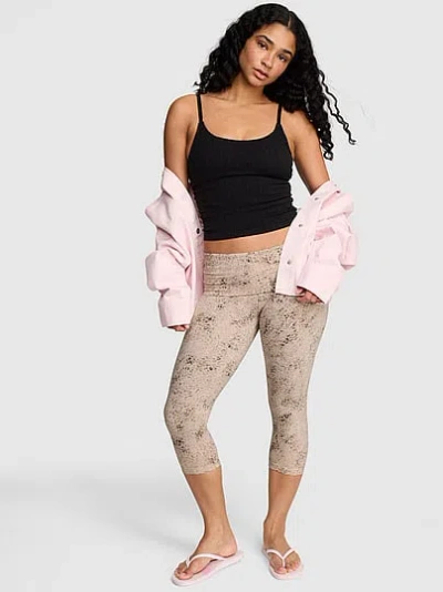 Pink All-day Cotton™ Foldover Capri Leggings In Blue