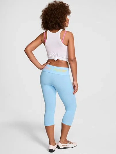 Pink All-day Cotton™ Foldover Capri Leggings In Blue