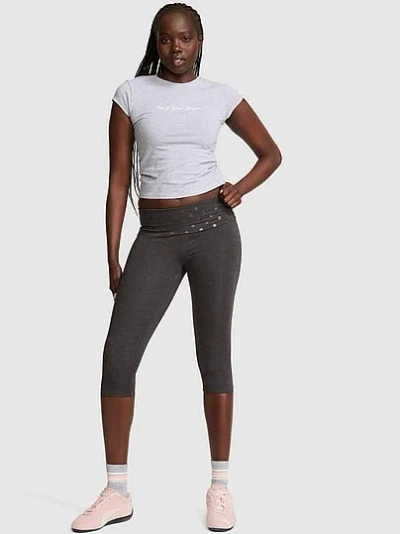 Pink All-day Cotton™ Foldover Capri Leggings In Gray