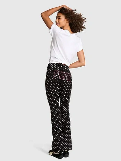 Pink All-day Cotton™ Foldover Flare Leggings In Black