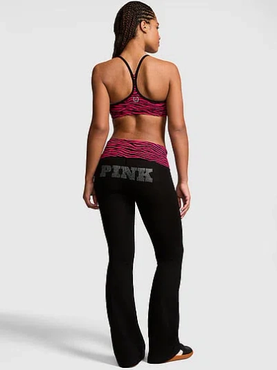 Pink All-day Cotton™ Foldover Flare Leggings In Black