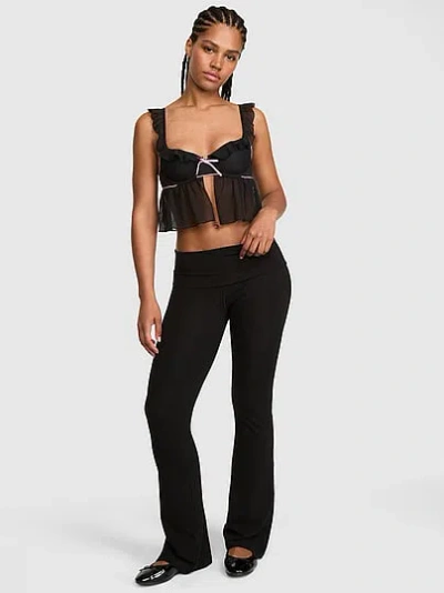 Pink All-day Cotton™ Foldover Flare Leggings In Brown