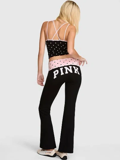 Pink All-day Cotton™ Foldover Flare Leggings In Black