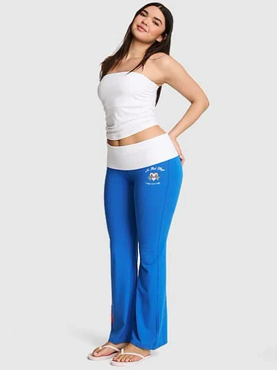 Pink All-day Cotton™ Foldover Flare Leggings In Blue