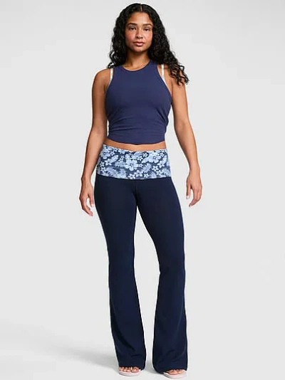 Pink All-day Cotton™ Foldover Flare Leggings In Blue