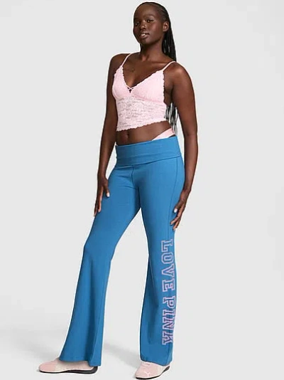 Pink All-day Cotton™ Foldover Flare Leggings In Blue
