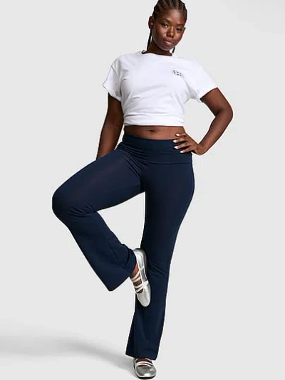 Pink All-day Cotton™ Foldover Flare Leggings In Blue