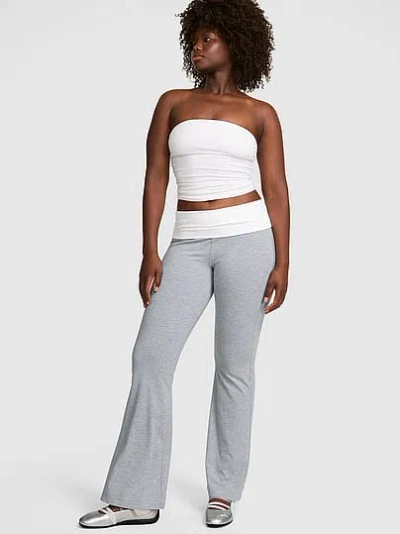 Pink All-day Cotton™ Foldover Flare Leggings In Gray