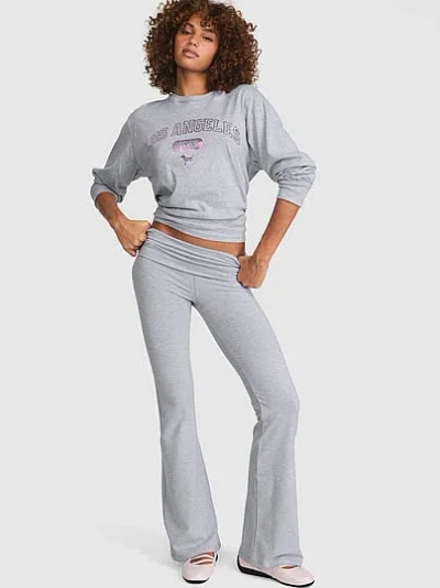 Pink All-day Cotton™ Foldover Flare Leggings In Gray