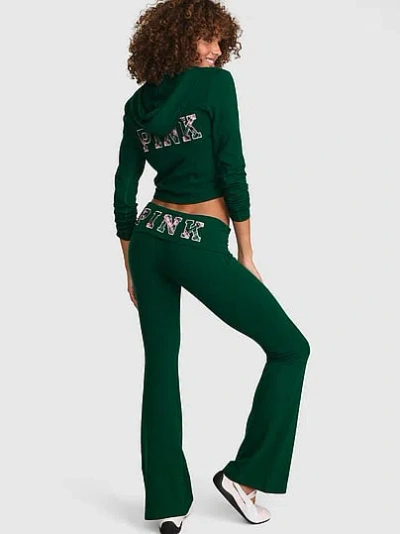 Pink All-day Cotton™ Foldover Flare Leggings In Green