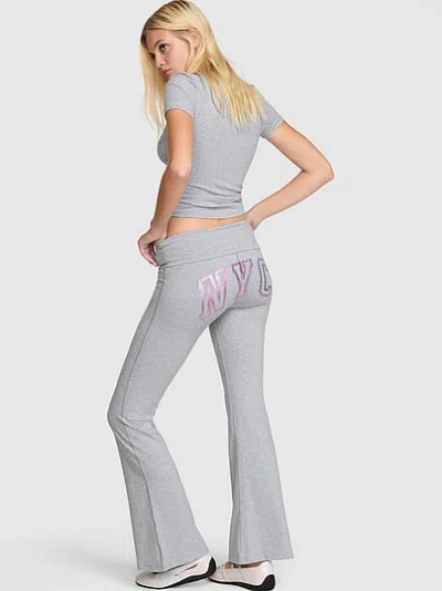 Pink All-day Cotton™ Foldover Flare Leggings In Grey