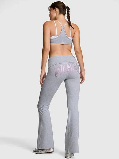 Pink All-day Cotton™ Foldover Flare Leggings In Grey