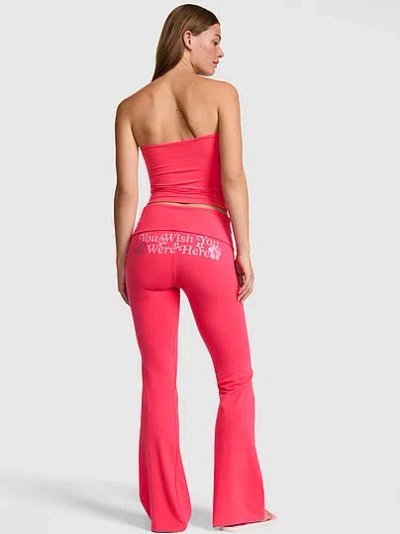 Pink All-day Cotton™ Foldover Flare Leggings In