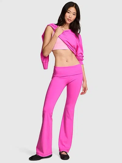 Pink All-day Cotton™ Foldover Flare Leggings In
