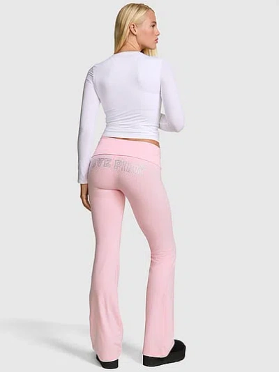 Pink All-day Cotton™ Foldover Flare Leggings In