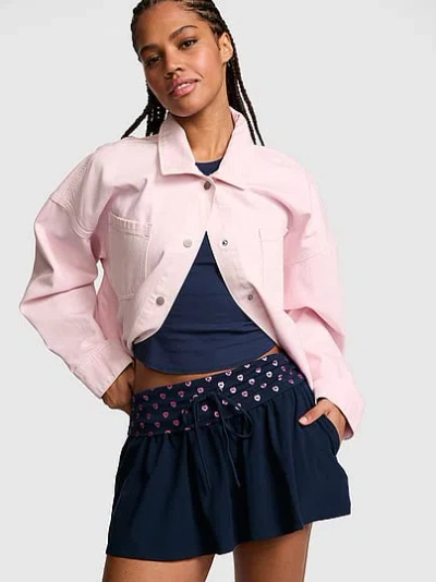 Pink All-day Cotton™ Foldover Flirty Mini Skort In Blue