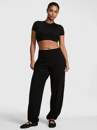 Pink All-day Cotton™ Foldover Jogger Pants In Black