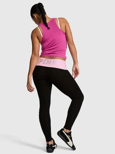 Pink All-day Cotton™ Foldover Leggings In Black