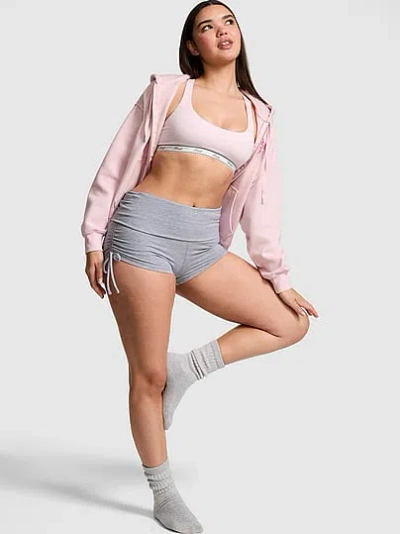 Pink All-day Cotton™ Foldover Ruched Micro Shorts In Gray