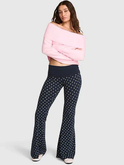 Pink All-day Cotton™ Foldover Super Flare Leggings In Blue