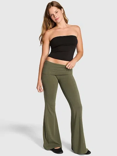 Pink All-day Cotton™ Foldover Super Flare Leggings In Green