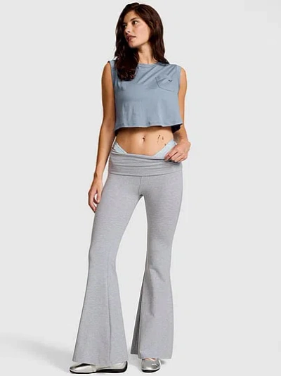 Pink All-day Cotton™ Foldover Super Flare Leggings In Gray