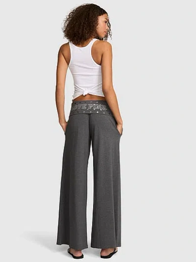 Pink All-day Cotton™ Foldover Wide-leg Pants In Gray