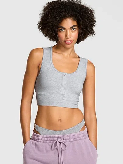 Pink All-day Cotton™ Henley Scoop Bra In Gray