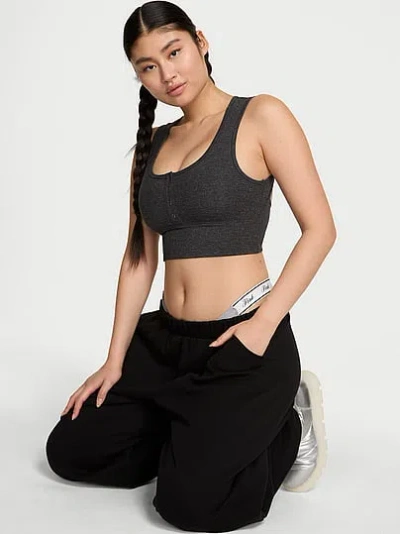 Pink All-day Cotton™ Henley Scoop Bra In Black