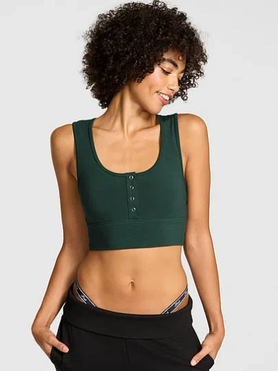 Pink All-day Cotton™ Henley Scoop Bra In Green