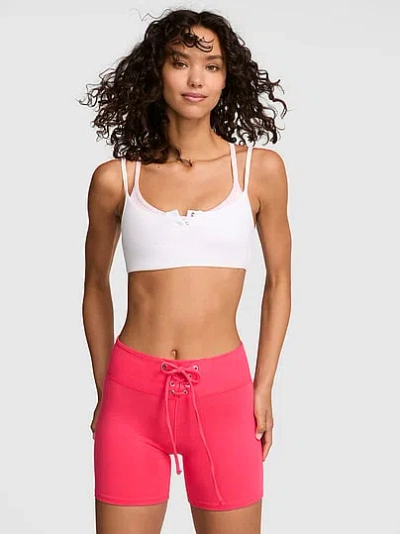 Pink All-day Cotton™ Lace-up Bike Shorts In Black