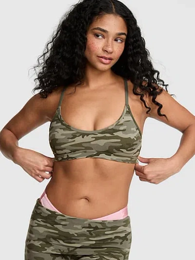 Pink All-day Cotton™ Low-scoop Racerback Bra In Animal Print