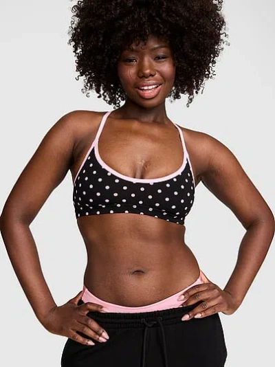 Pink All-day Cotton™ Low-scoop Racerback Bra In Black