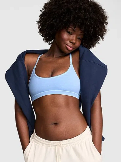 Pink All-day Cotton™ Low-scoop Racerback Bra In Blue