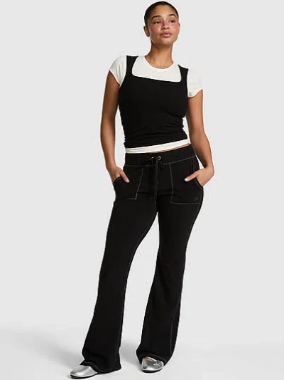 Pink All-day Cotton™ Pocket Flare Leggings In Black
