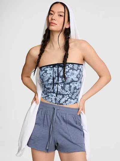 Pink All-day Cotton™ Ruched Front-tie Tube Top In Brown
