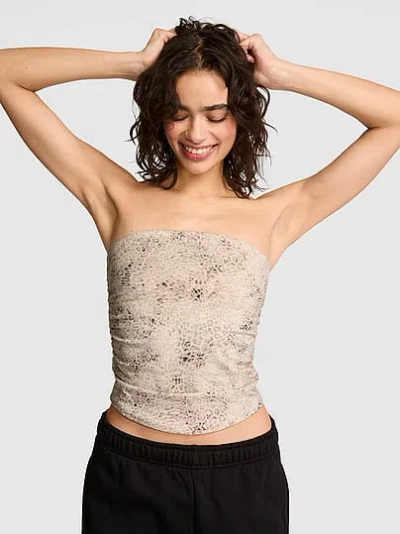 Pink All-day Cotton™ Side-ruched Tube Top In Gray
