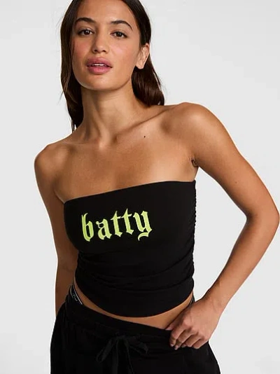 Pink All-day Cotton™ Side-ruched Tube Top In Black